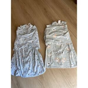 Halo Sleep sack swaddle set of 2 size S (3-6 mo) blue gray animal print cotton